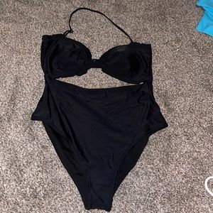 Black one piece swim suit